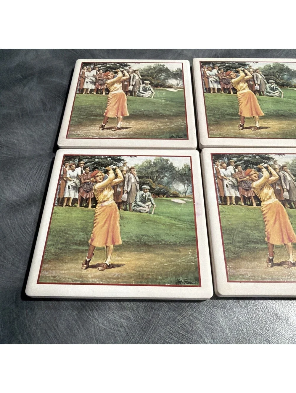 Vintage Golf Coasters Set Of 4